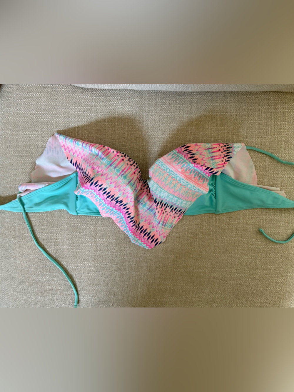 Arizona Jean Company Mint Green Bikini Top with Pink Accent